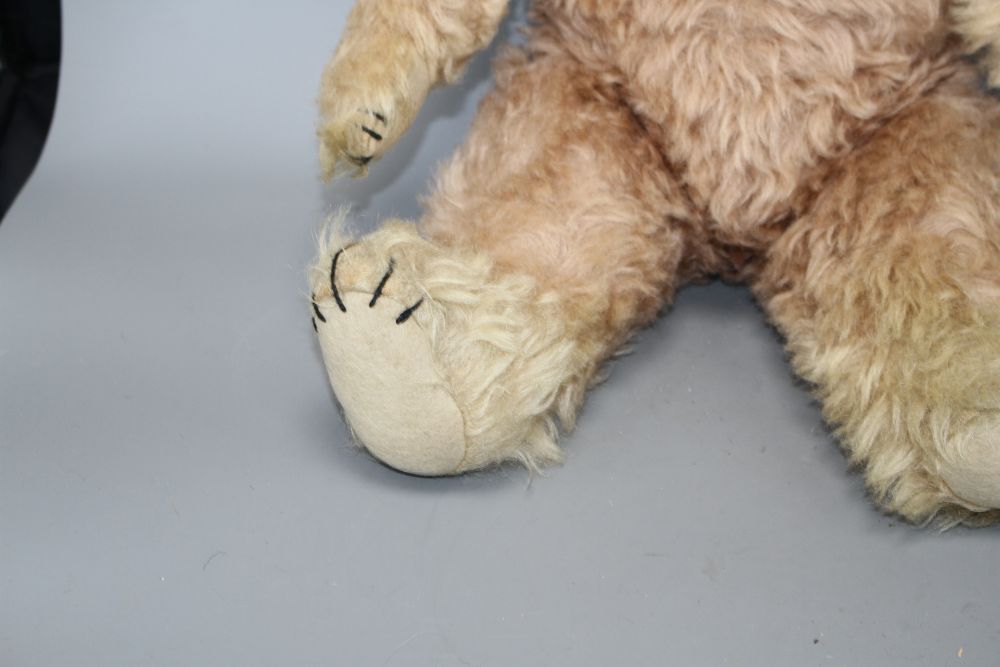 A c.1930s bear, possibly Farnell, 22in., faded pink mohair, original paw pads, good condition except faded head, 22in.